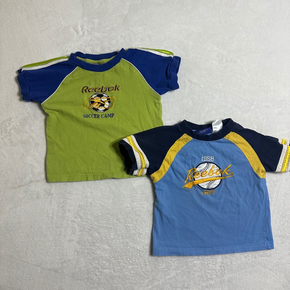 VTG Reebok Toddler 3T Shirt Bundle Y2K Soccer & Baseball Raglan Sport Blockcore